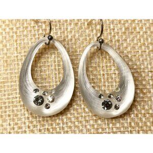 Alexis Bittar Silver Earrings with Crystal Accents